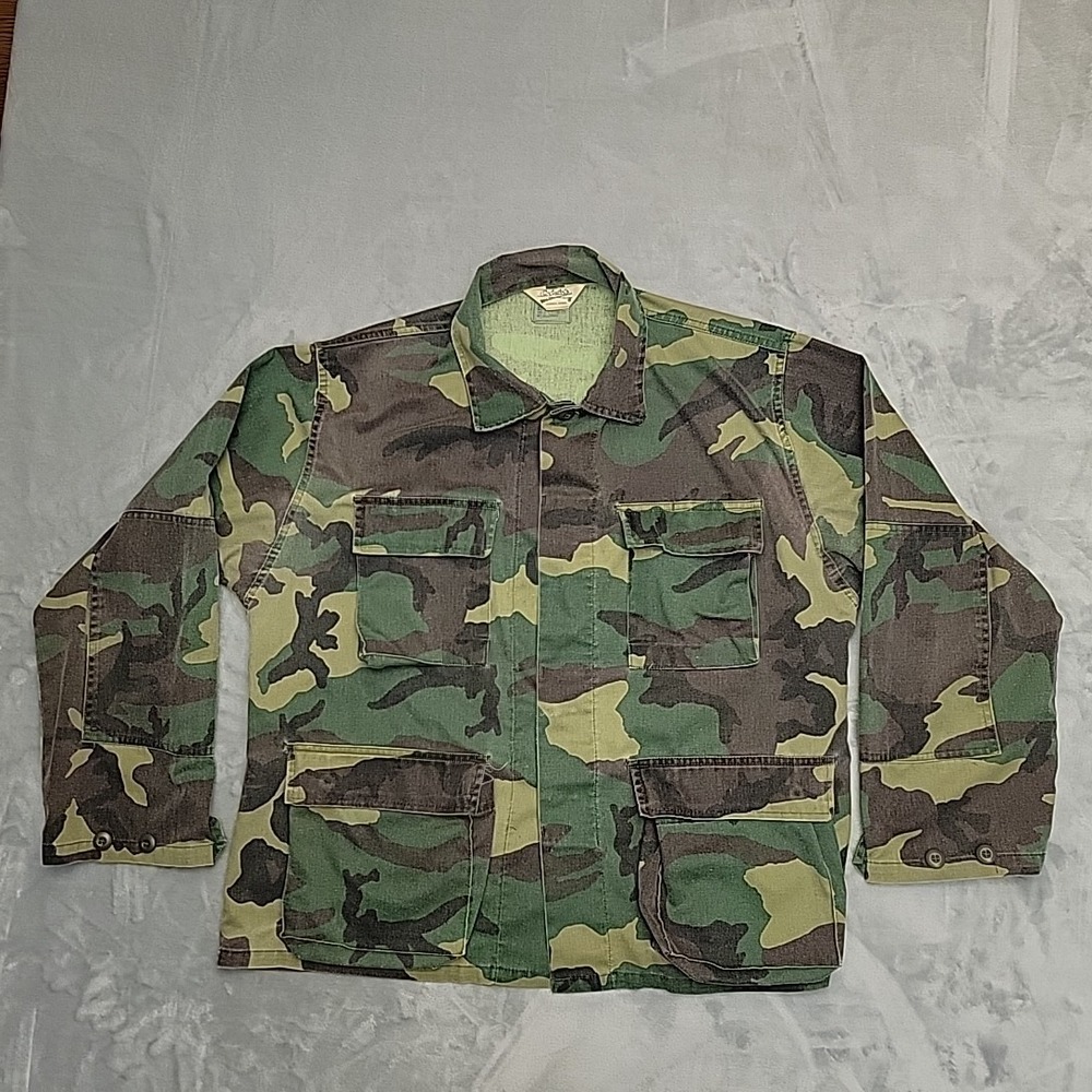 VTG Cabela's Combat Jacket Mens Large Camo Woodland Military Hunting Utility